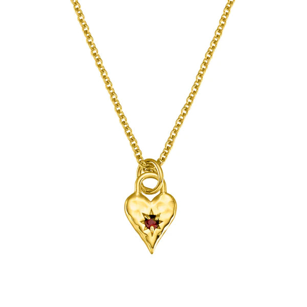 Limited Edition 18K Gold Vermeil Love Heart Garnet Necklace
