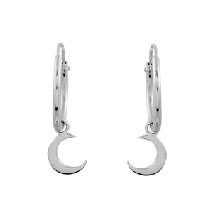 Sterling Silver Crescent Moon Hoops