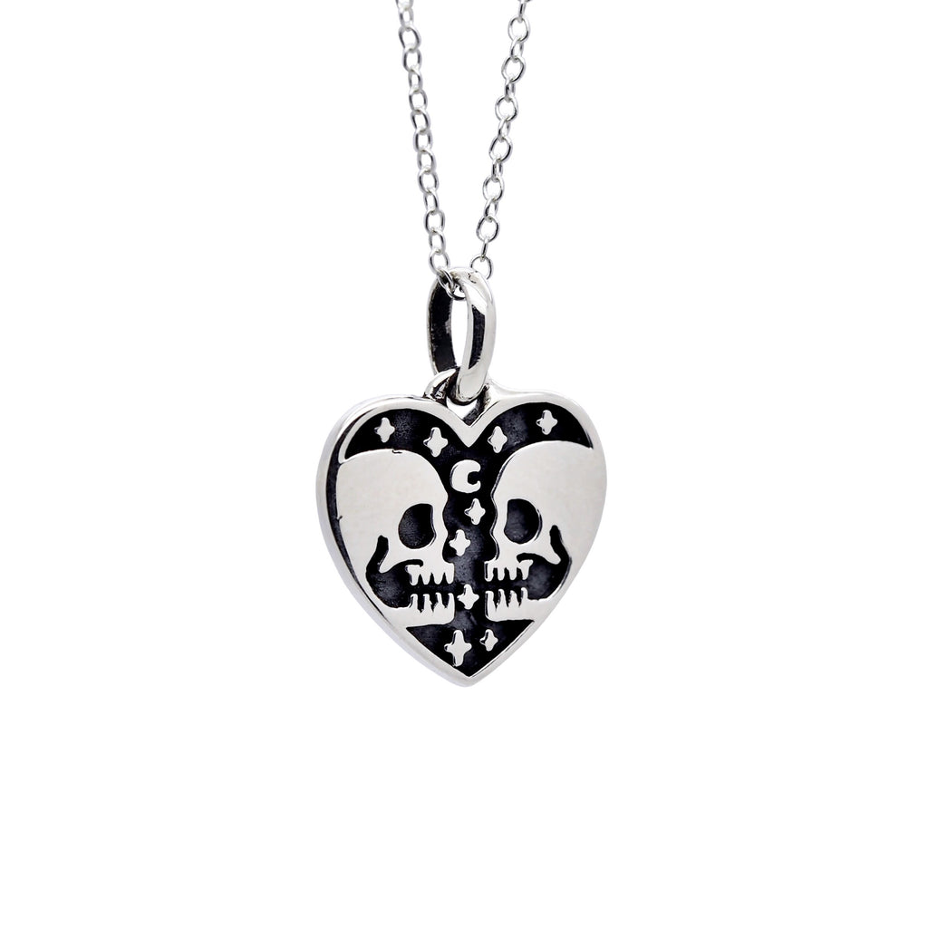 Sterling Silver Skull Heart Necklace