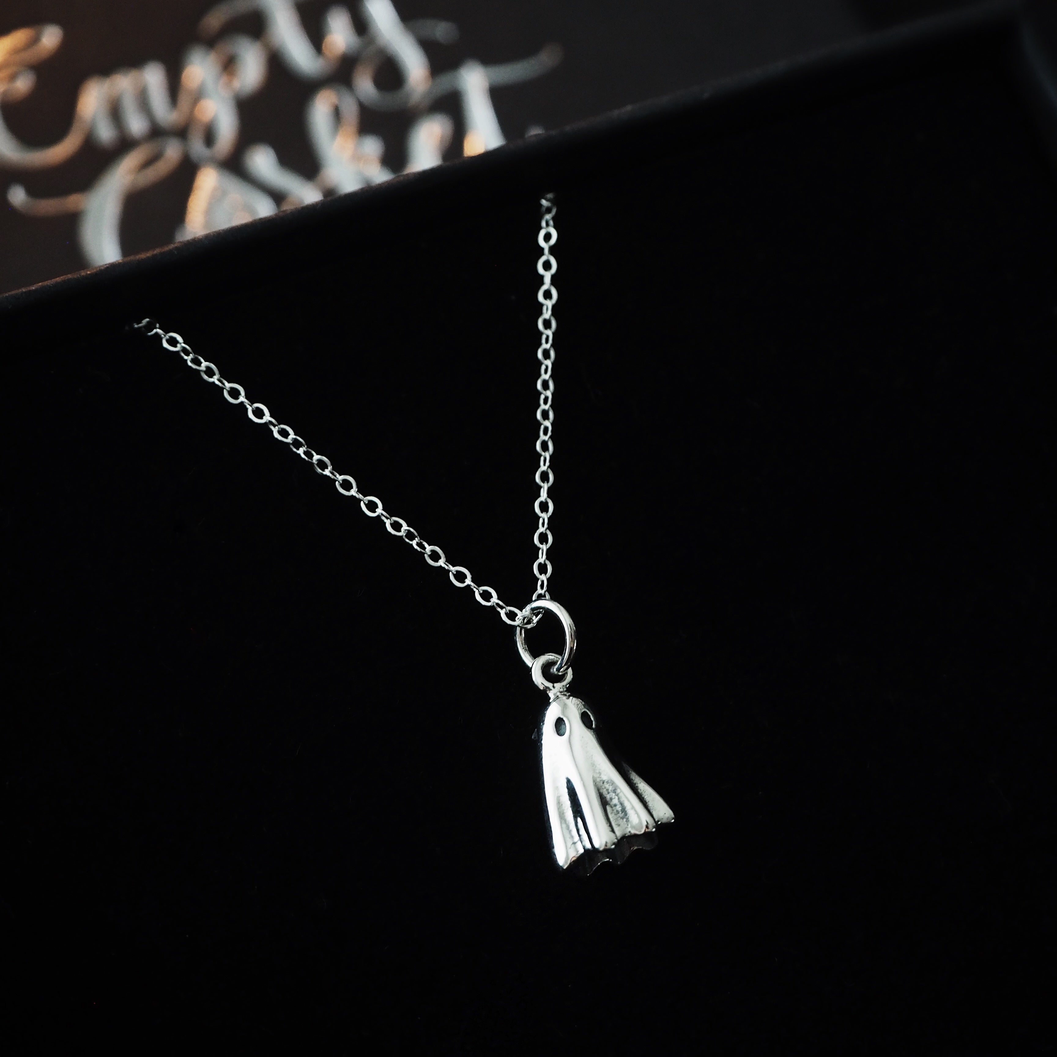 Sterling Silver 3D Ghost Necklace