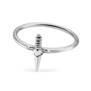 Sterling Silver Guarded Heart Dagger Ring