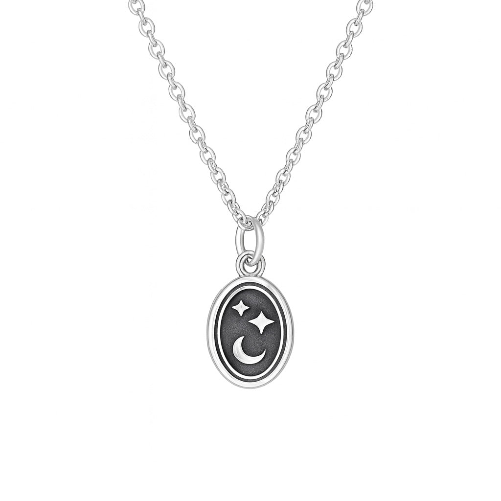 Sterling Silver Moon & Stars Wax Seal Necklace