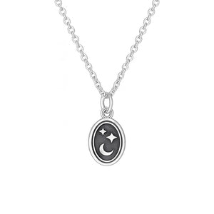 Sterling Silver Moon & Stars Wax Seal Necklace
