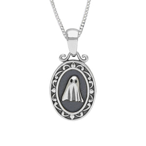 Sterling Silver Haunted Ghost Portrait Necklace