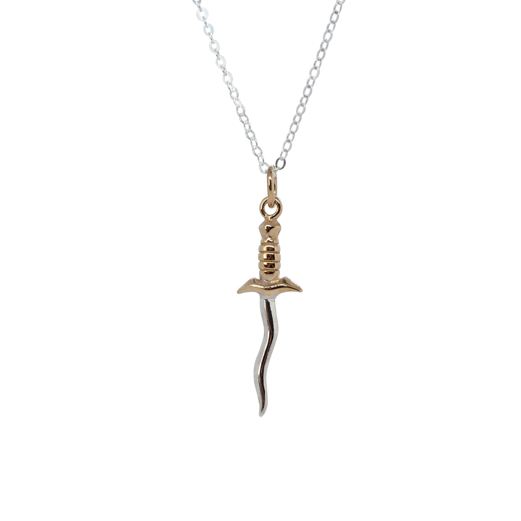 Sterling Silver Wavy Dagger Necklace