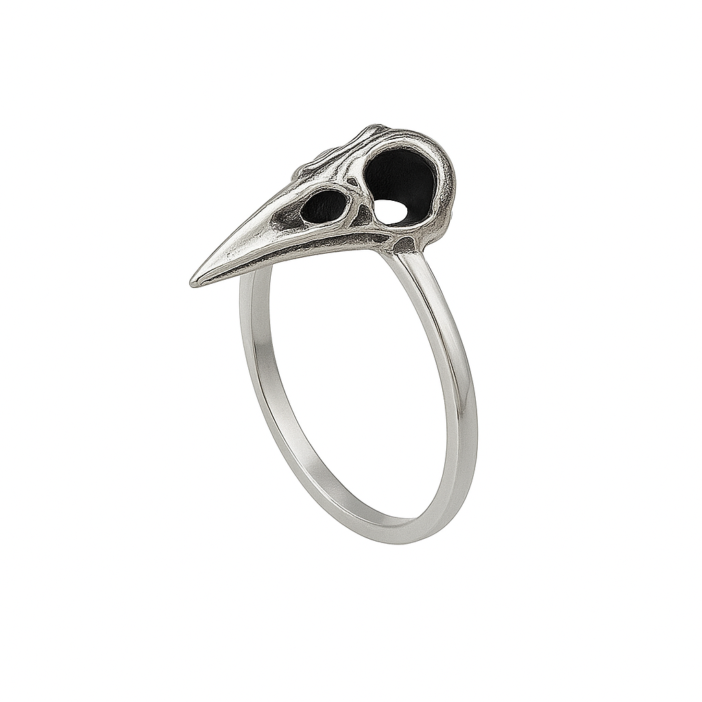 Sterling Silver Birds Skull Ring