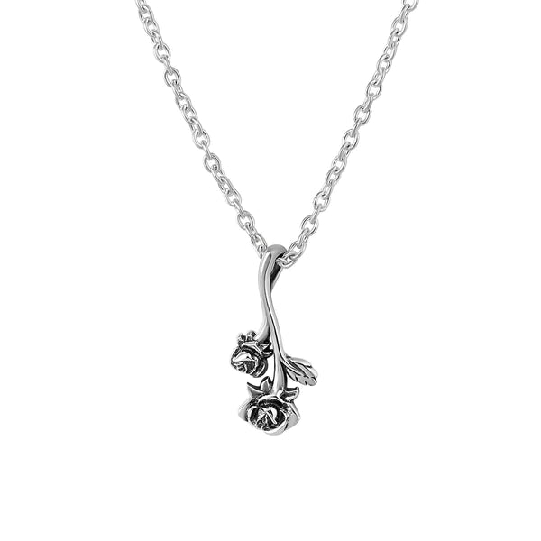 Sterling Silver Fallen Roses Necklace