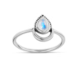 Sterling Silver Crescent Dawn Moonstone Ring