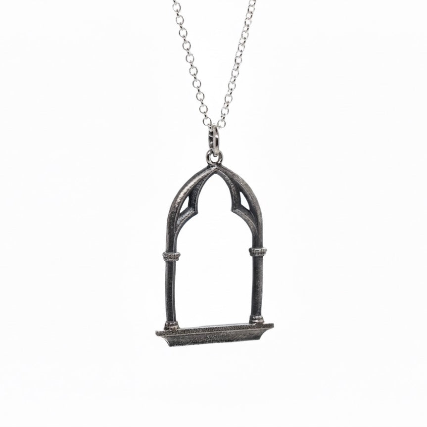 Sterling Silver Gothic Arched Window Necklace