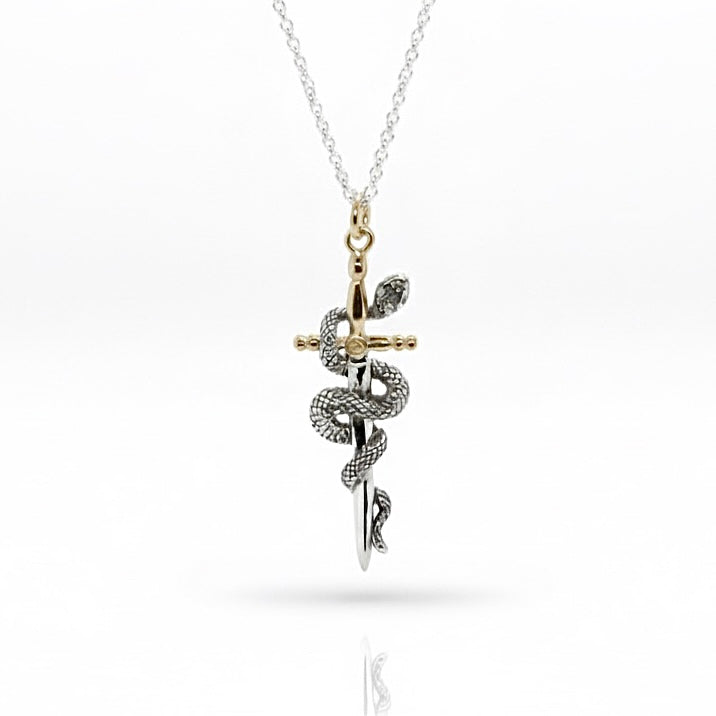 Sterling Silver Sword And Snake Necklace