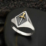 Sterling Silver Mixed Metal Dagger Signet Ring