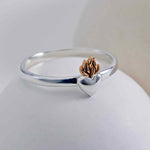 Sterling Silver Mixed Metal Flaming Heart Ring