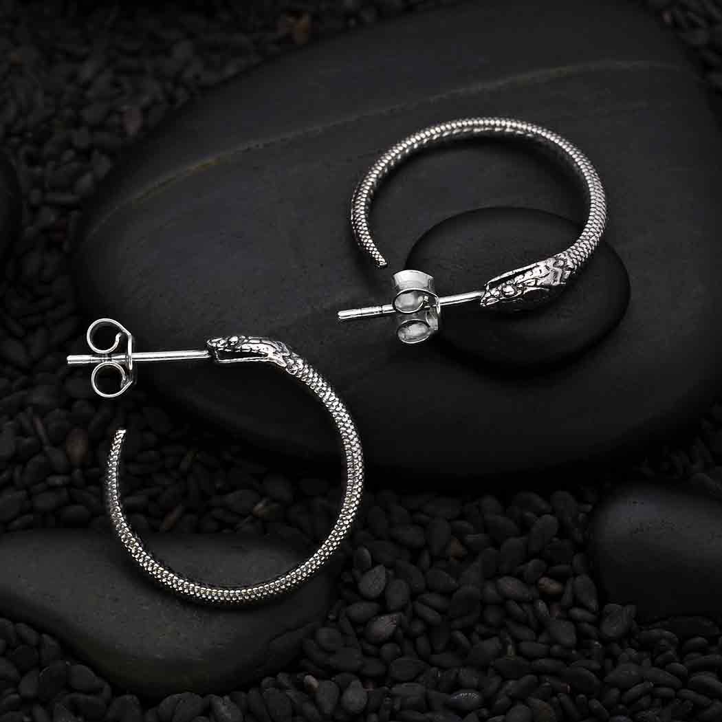 Sterling Silver Ouroboros Hoops