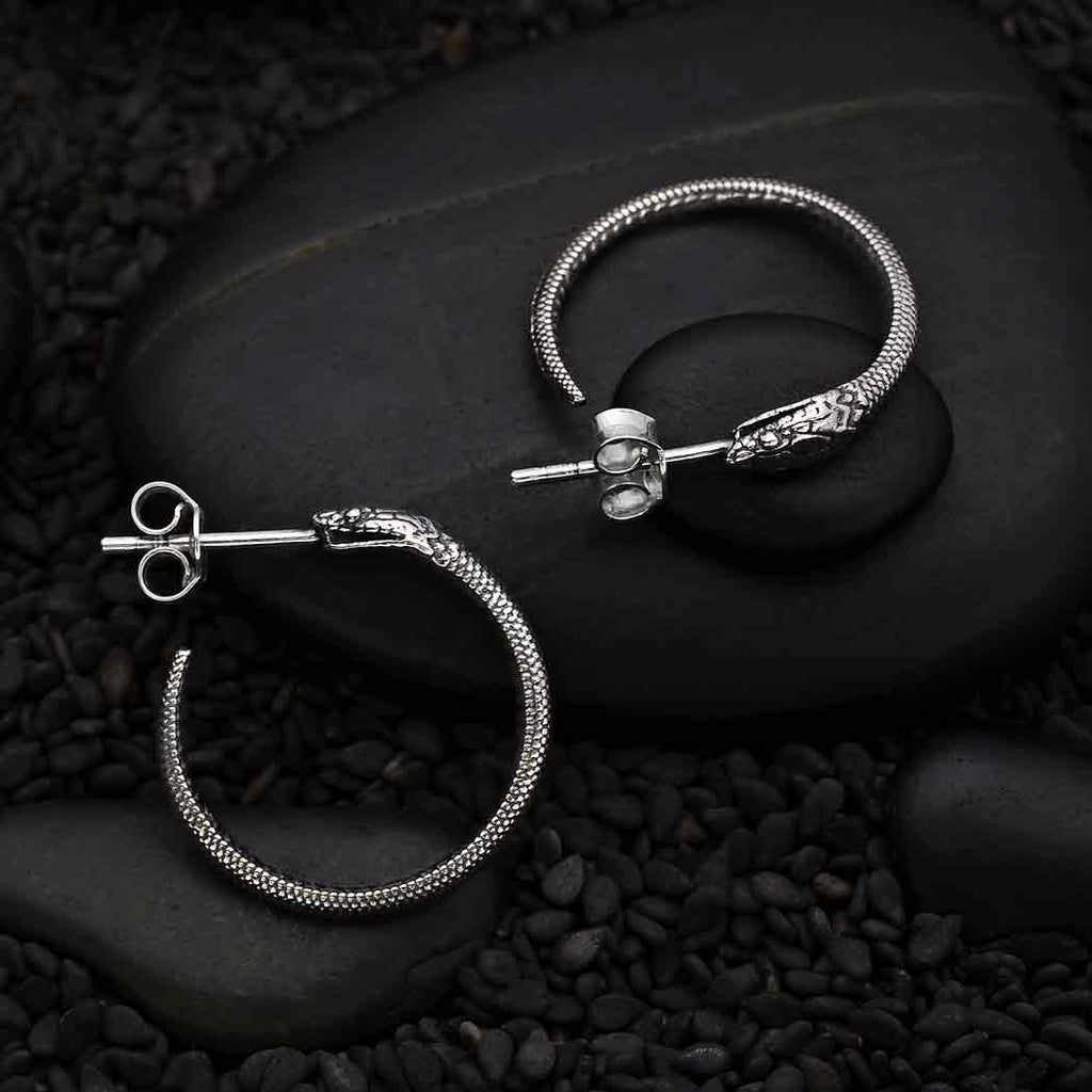 Sterling Silver Oroborus Hoops