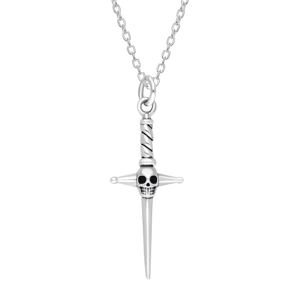 Sterling Silver Skull Dagger Necklace