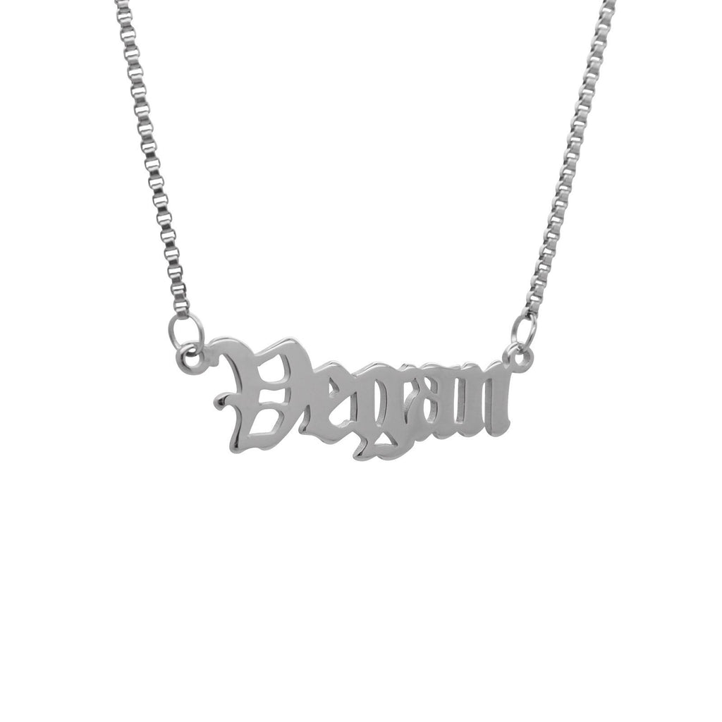 ‘Vegan’ Script Necklace