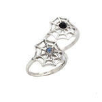 Sterling Silver & Rainbow Moonstone Spiders Web Ring