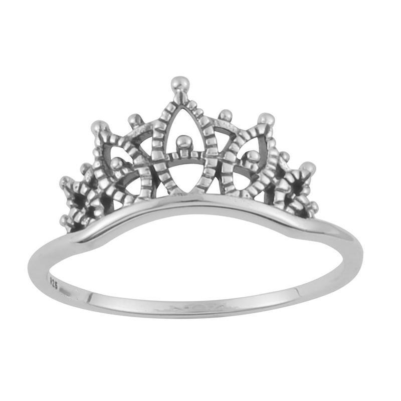 Sterling Silver Lacework Crown Ring