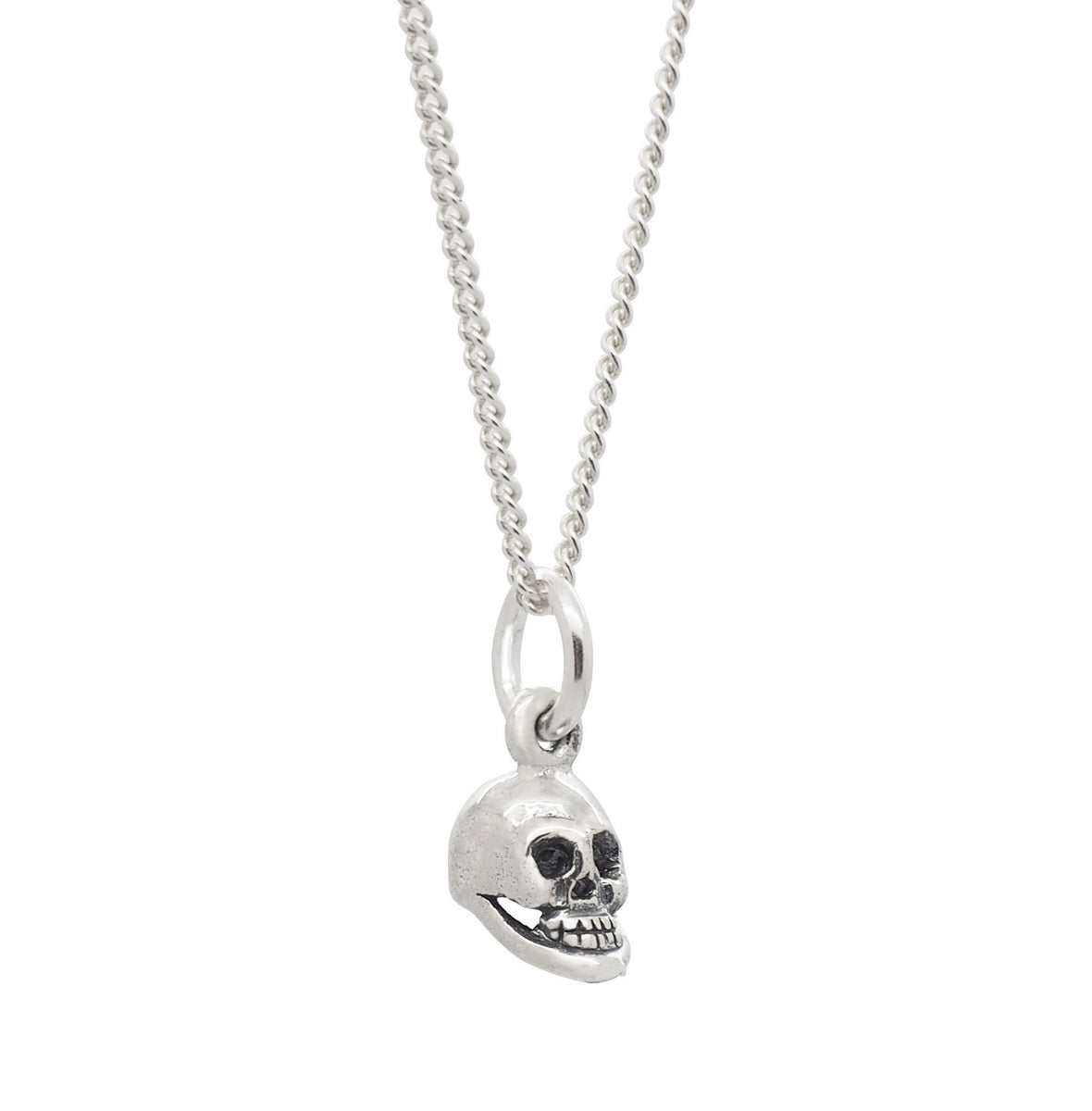 Sterling Silver Dainty Skull Necklace – Empty Casket