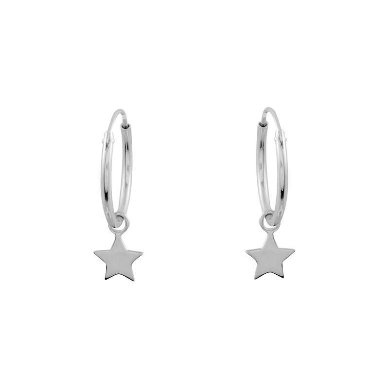 Sterling Silver Star Light Hoops