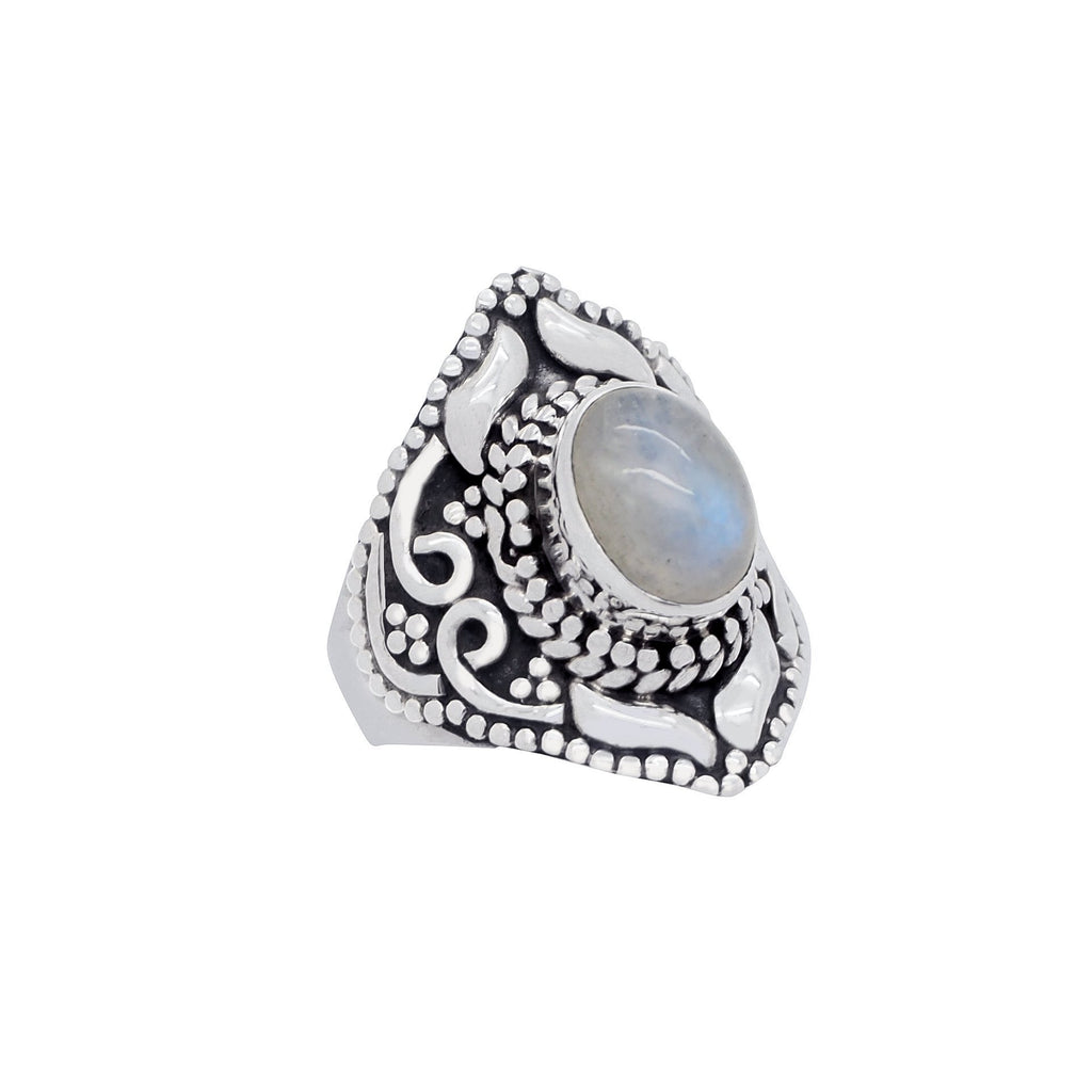 Sterling Silver & Rainbow Moonstone Spirit Ring