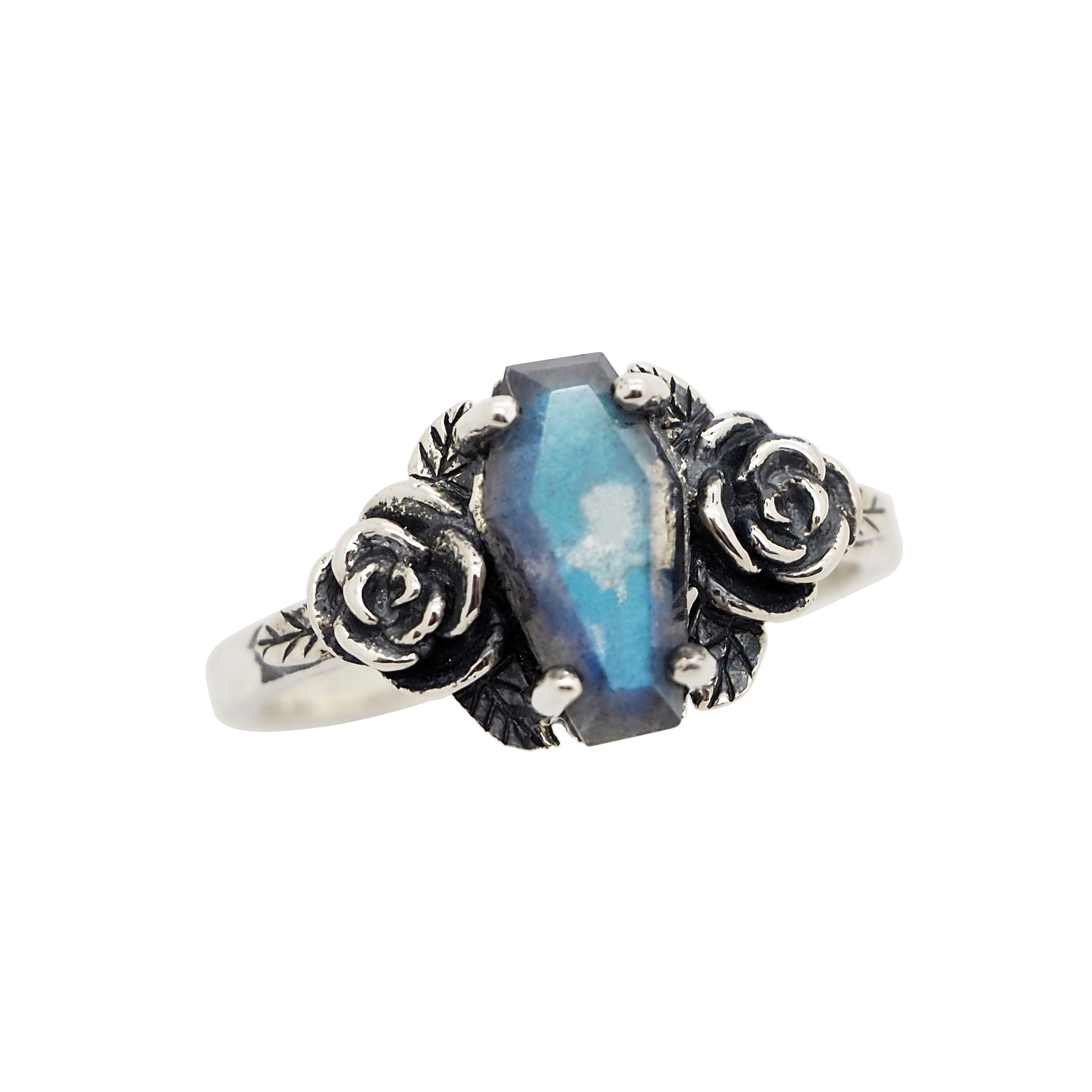 Labradorite 'Buried Beneath The Roses' Coffin Ring