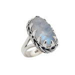 Sterling Silver & Rainbow Moonstone Winter Solstice Ring