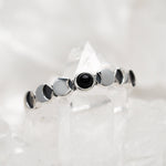Sterling Silver Lunar Phases Onyx Ring
