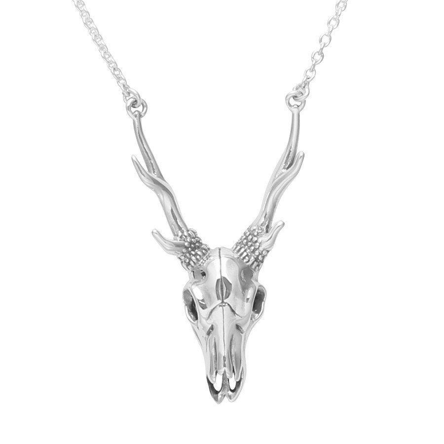 Sterling Silver Deer Skull Necklace