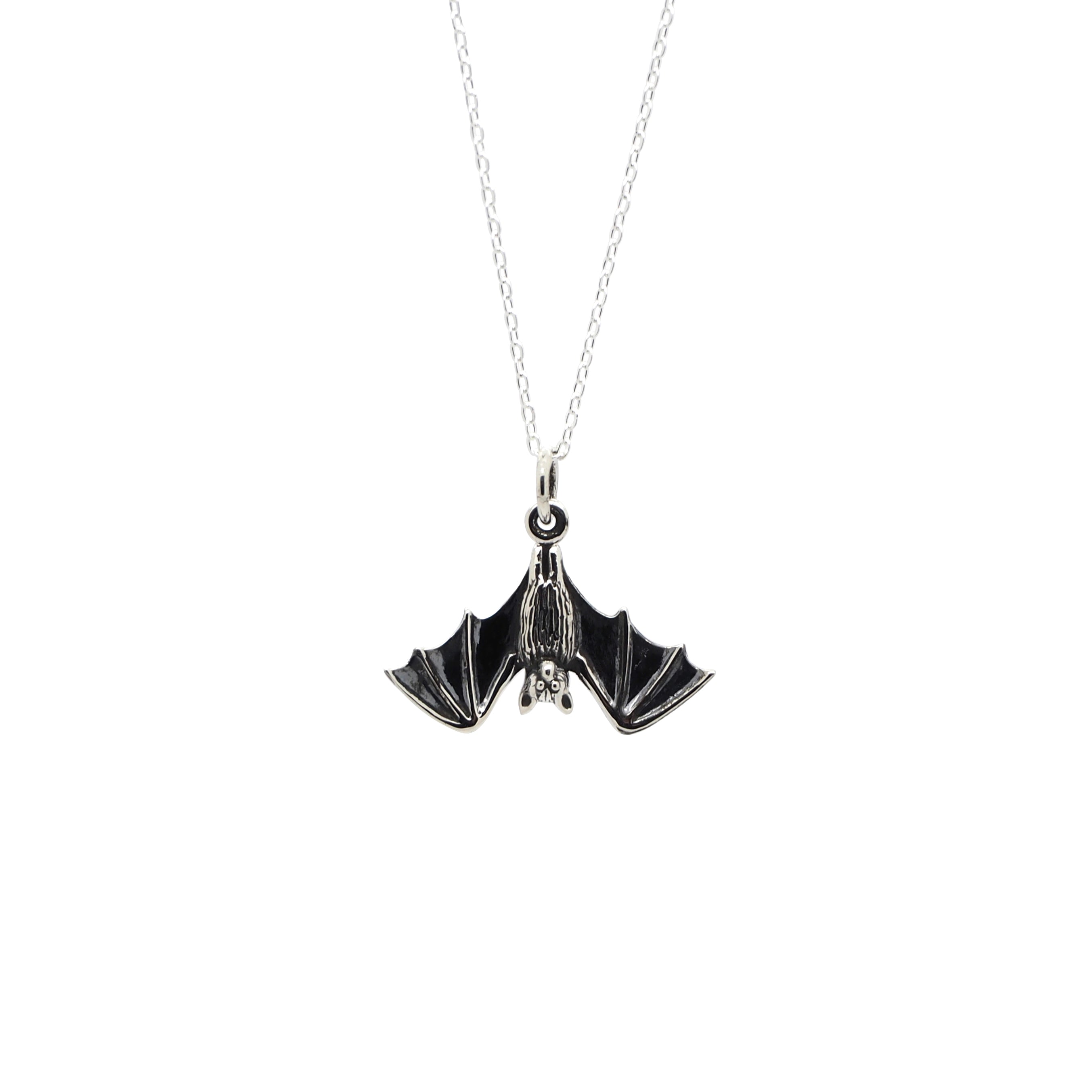Sterling Silver Hanging Bat Necklace