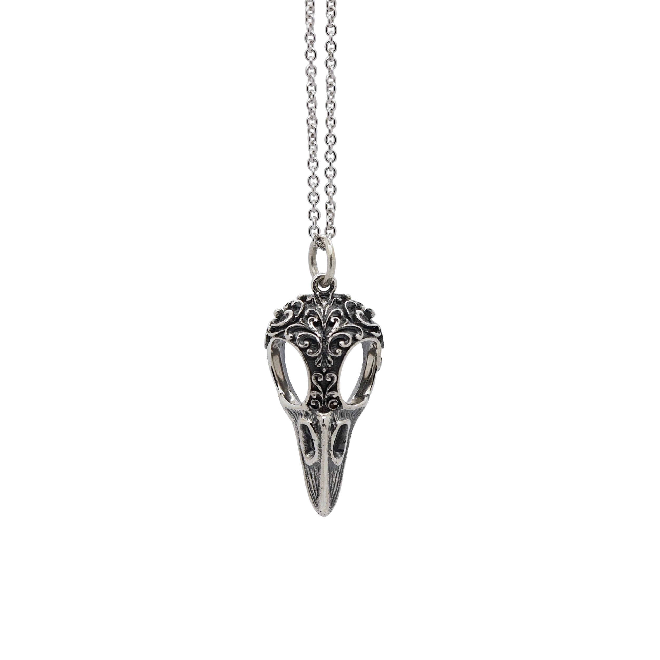 Sterling Silver Bird Skull Necklace – Empty Casket