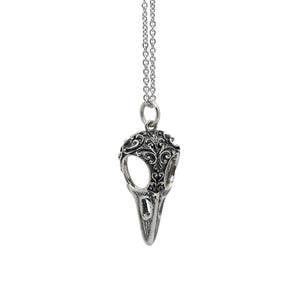 Sterling Silver Bird Skull Necklace