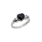 Sterling Silver Black Onyx Heart & Skulls Ring