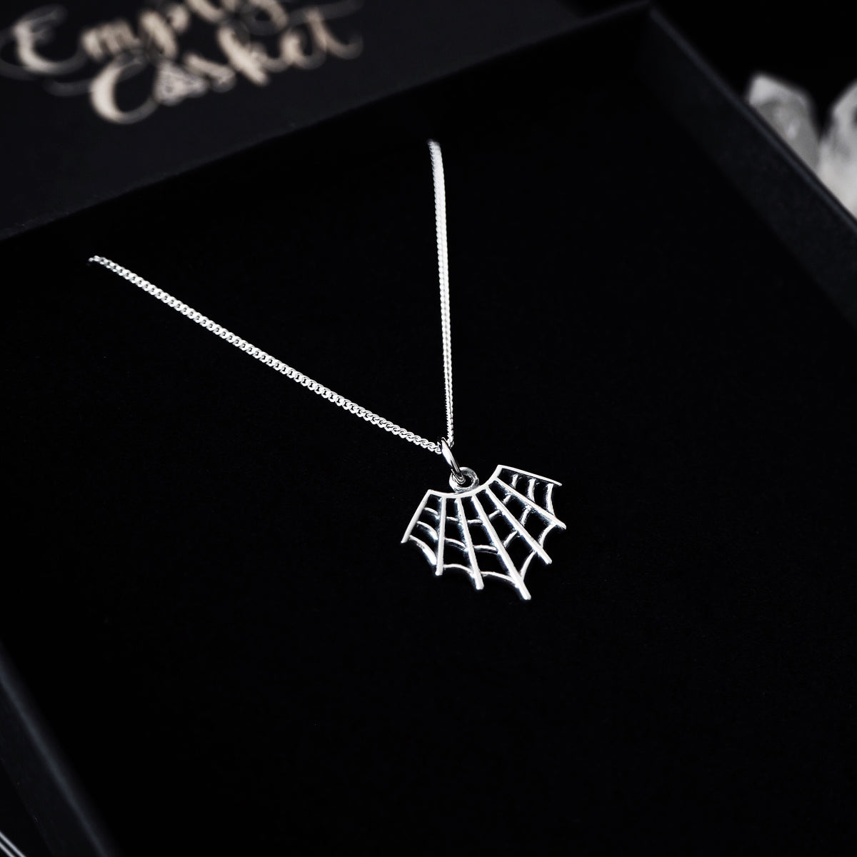Sterling Silver Cobweb Necklace – Empty Casket
