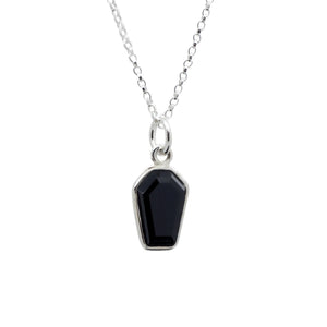Sterling Silver Black Onyx Mystic Coffin Necklace