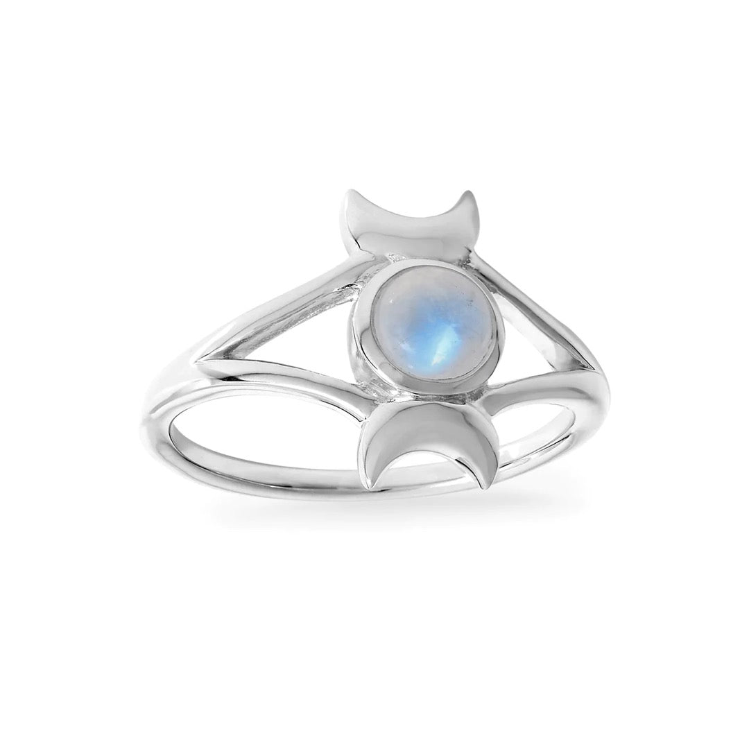 Sterling Silver New Moon Moonstone Ring