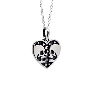 Sterling Silver Skull Heart Necklace