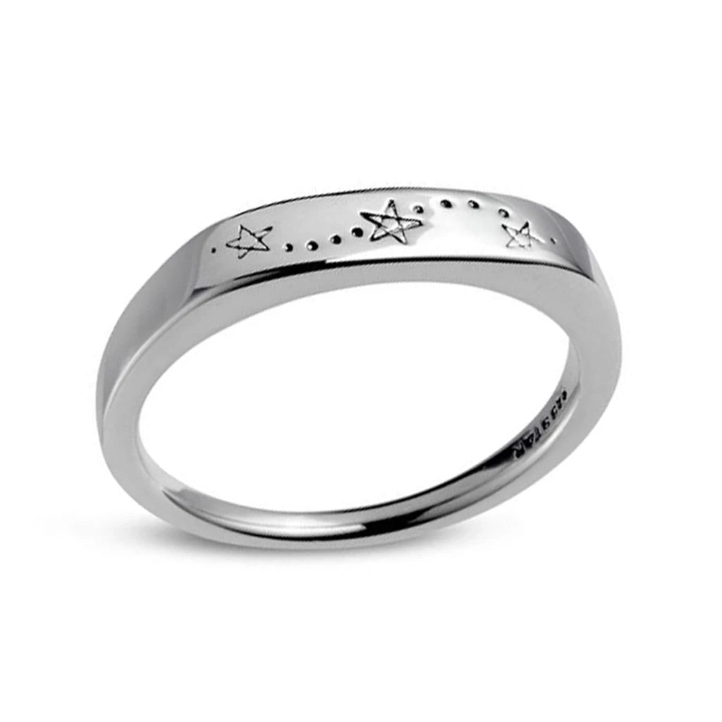 Sterling Silver Tri Star Signet Ring