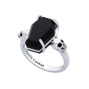 Sterling Silver Black Onyx Coffin Ring