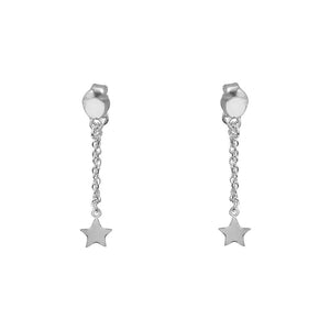 Sterling Silver Star Chain Studs