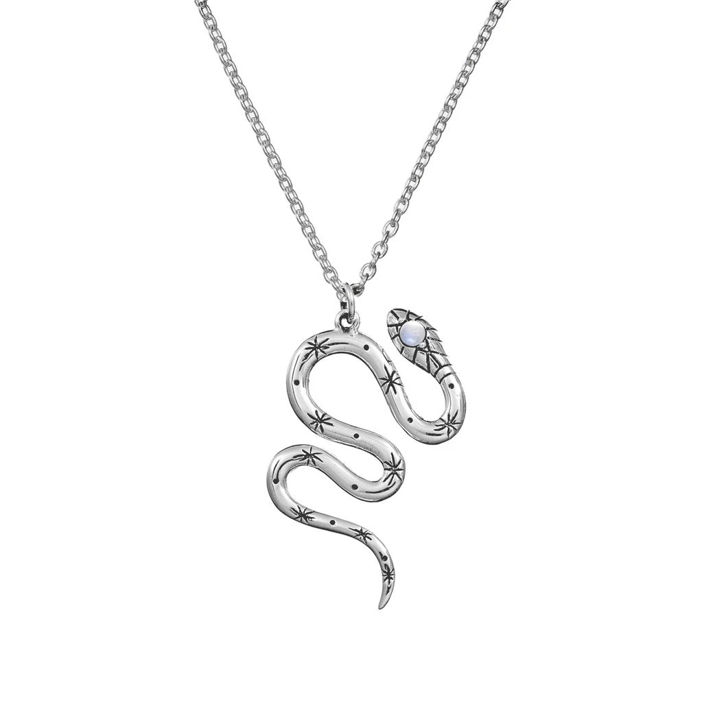 Sterling Silver Mystic Serpent Moonstone Necklace