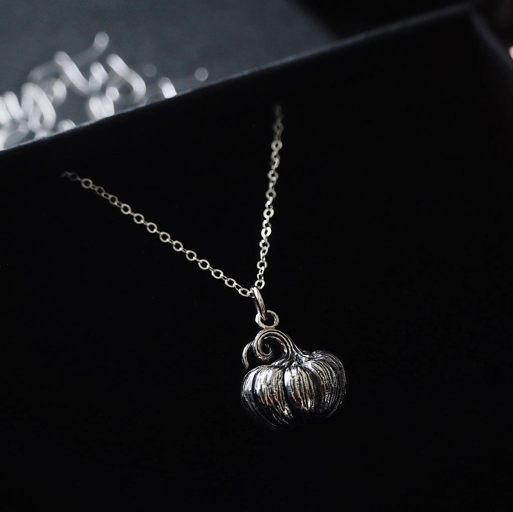 Sterling Silver Dimensional Pumpkin Necklace
