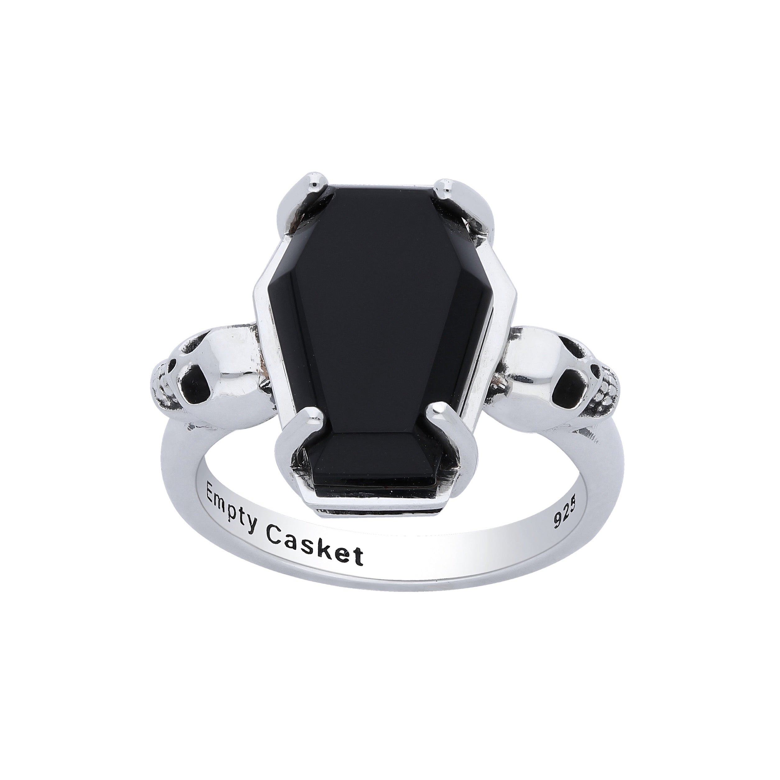 Sterling Silver Black Onyx Coffin Ring