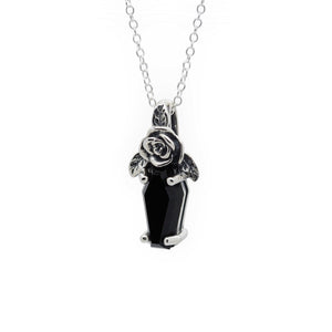 Sterling Silver Buried Beneath The Roses Coffin Necklace