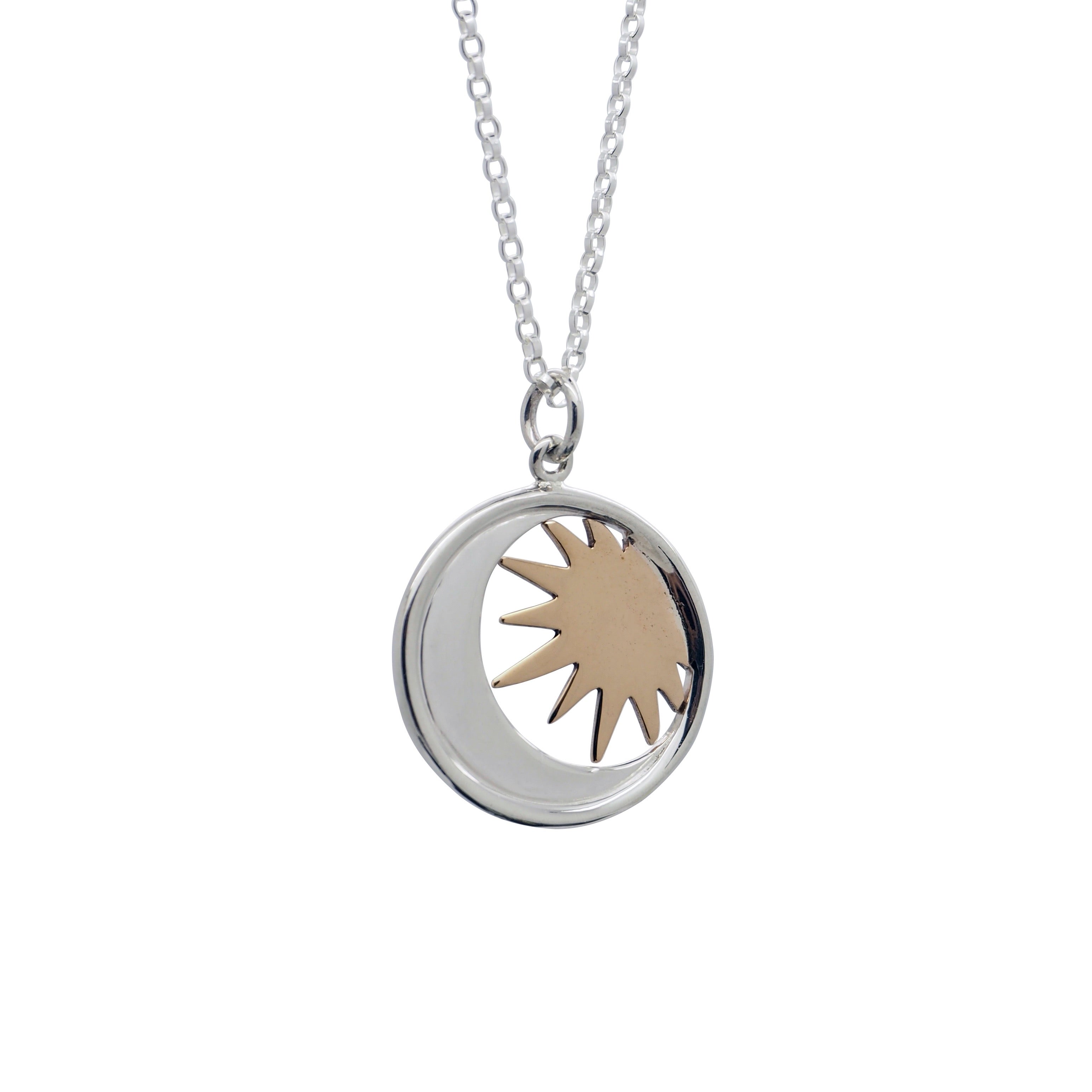 Sterling silver sun on sale and moon necklace