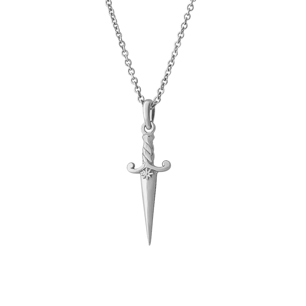 Sterling Silver Fleur Dagger Necklace