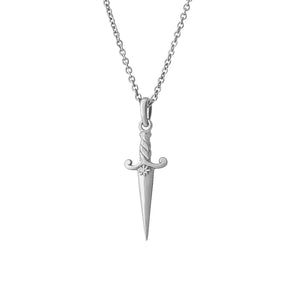 Sterling Silver Fleur Dagger Necklace
