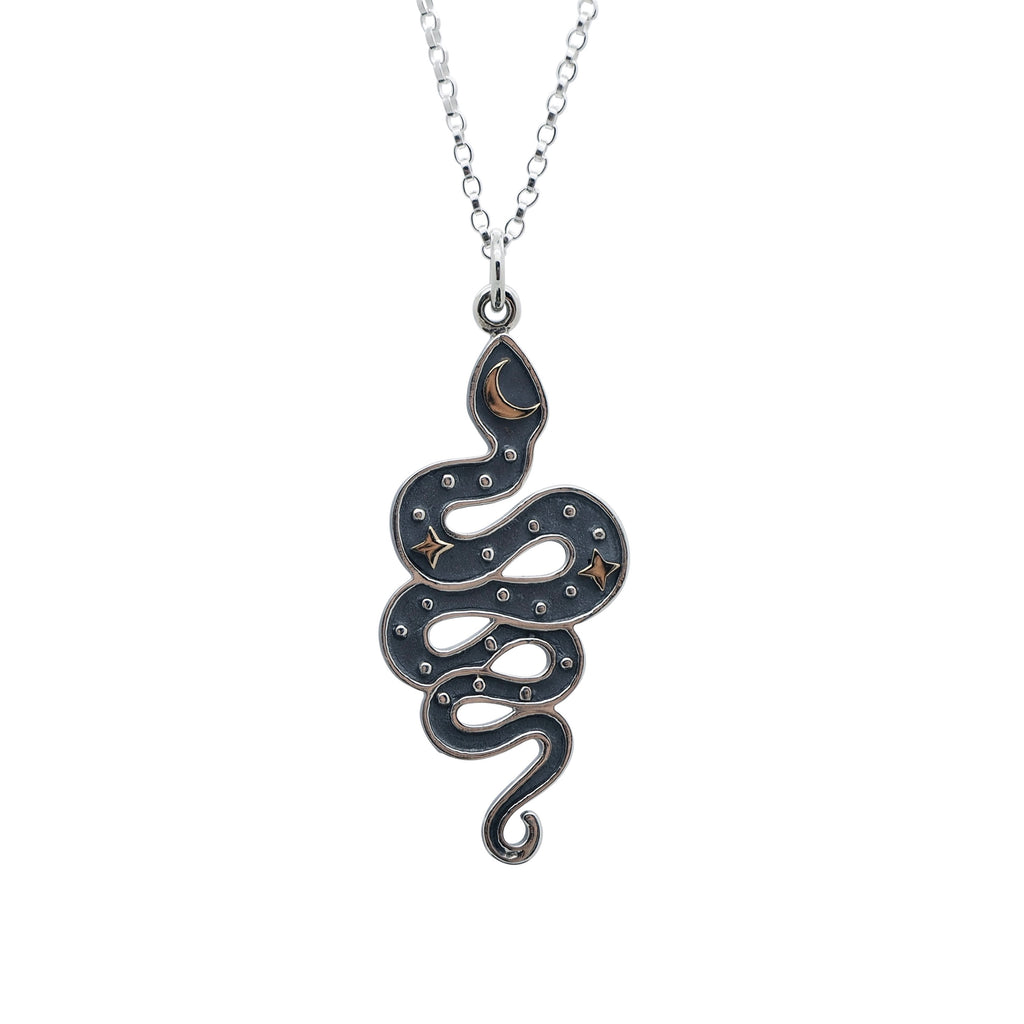Sterling Silver Cosmic Serpent Necklace