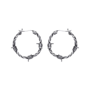 Sterling Silver Barbed Wire Hoops