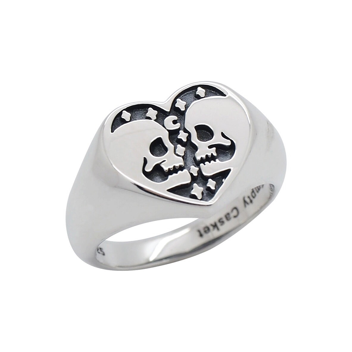 Sterling Silver Skull Heart Signet Ring